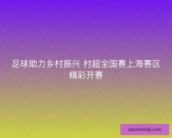 足球助力乡村振兴 村超全国赛上海赛区精彩开赛